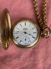 1894 ELGIN 15 YEAR GF~DBL HUNTER 117 POCKET WATCH~6S w/12k GF FOB~RUNS WELL