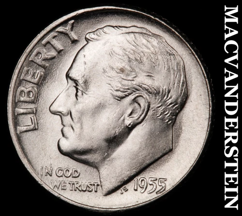 1955 Silver Roosevelt Dime - Choice Gem Brilliant Unc  Lustrous  #i1003