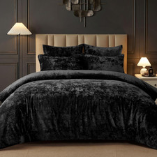 Crushed Velvet Comforter Queen Black, 5-Pc Winter Set