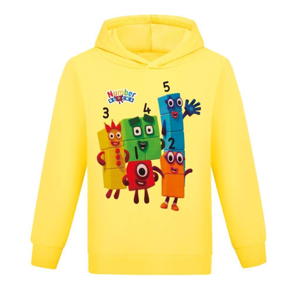 Kids Boys Girls Funny Blocks Number Hoodies Jumpers Sweatshirt Pullover