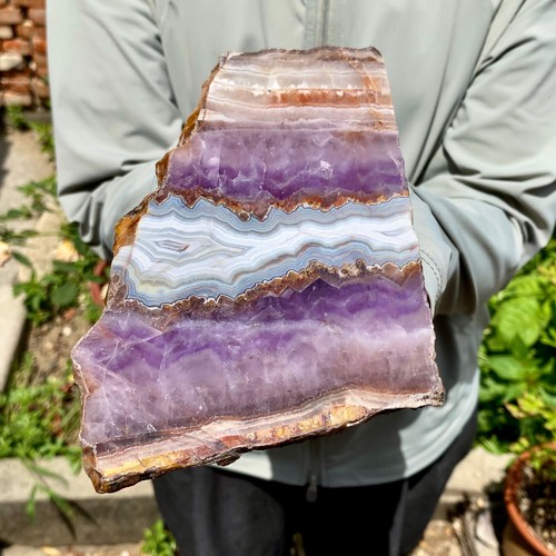440G Natural Amethyst Agate Crystal Hand cut Piece Specimen Healing - Picture 14 of 14