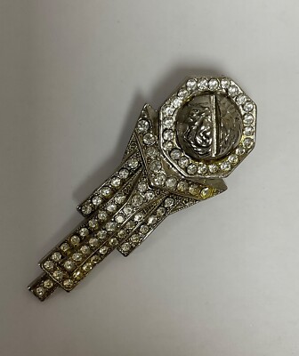 Gianni Versace Main Line Clip On Crystal Diamanté Diamond Look Brooch Pendant