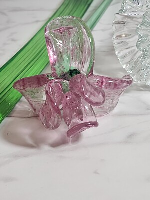 MURANOカラフルな花模様のガラス置物 Murano Glass 鳥のオブジェ ヴェネチアンガラス ムラーノガラス