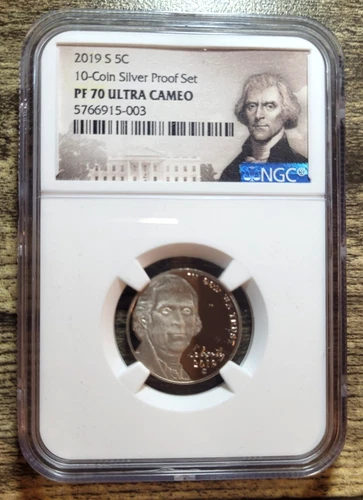 2019-S Jefferson Nickel from 10-Coin Silver Proof Set NGC PF 70 Ultra Cameo