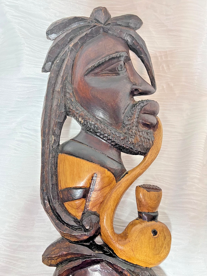 Vintage 1960s Hand Carved Jamaican Wall Art Natural Wood Caribbean 26