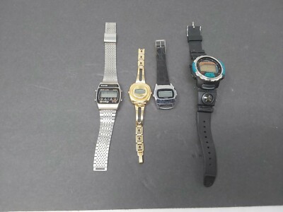 4 Vintage Digital Watches Timex Reefgear 747TH3 Diving Watch Compass Majestron