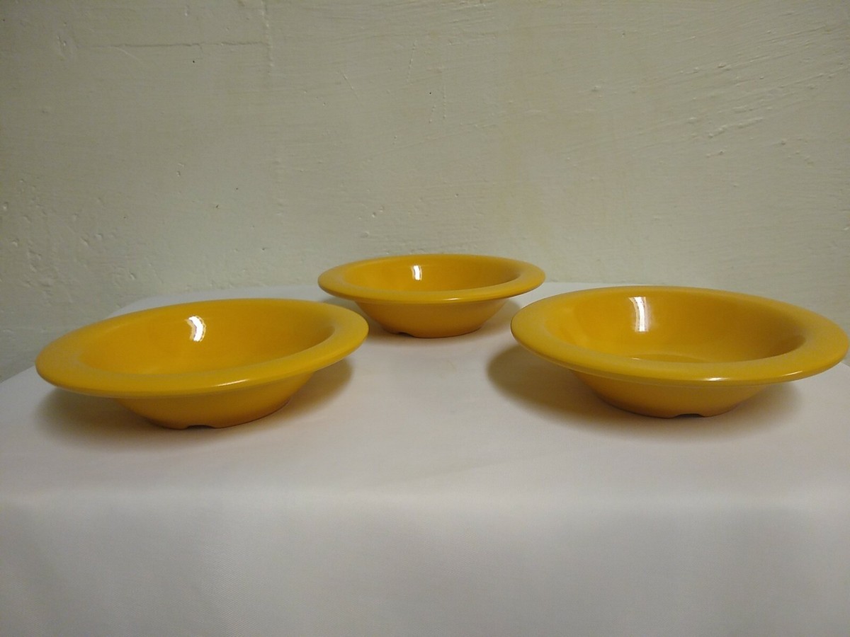 Set Of Yellow Melamine Bowls Cereal Soup Mise En Place 6