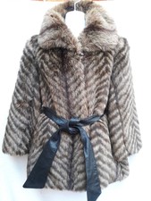 Vintage Harris Fur Inc Faux Fur Women's Coat Size 8 Ilgwu Wide Sleeve Boss Girl