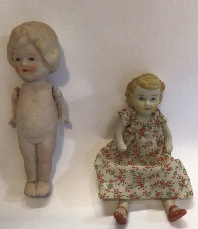 Vintage Bisque/Porcelain Lot of 2 Jointed Arms Dolls
