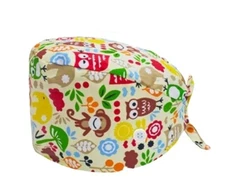 BORZME Tan Animals Fun Scrub Cap Doctor Nurse Bouffant Hat Adjustable Head Cover
