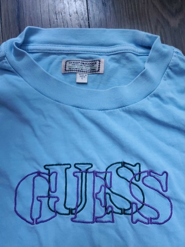 Vintage 90s Guess T Shirt Green Purple 