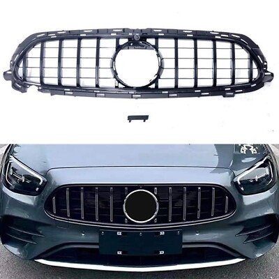 For Benz E Class W213 2021-2022 Sedan Sport Style Front Bumper Grille Black