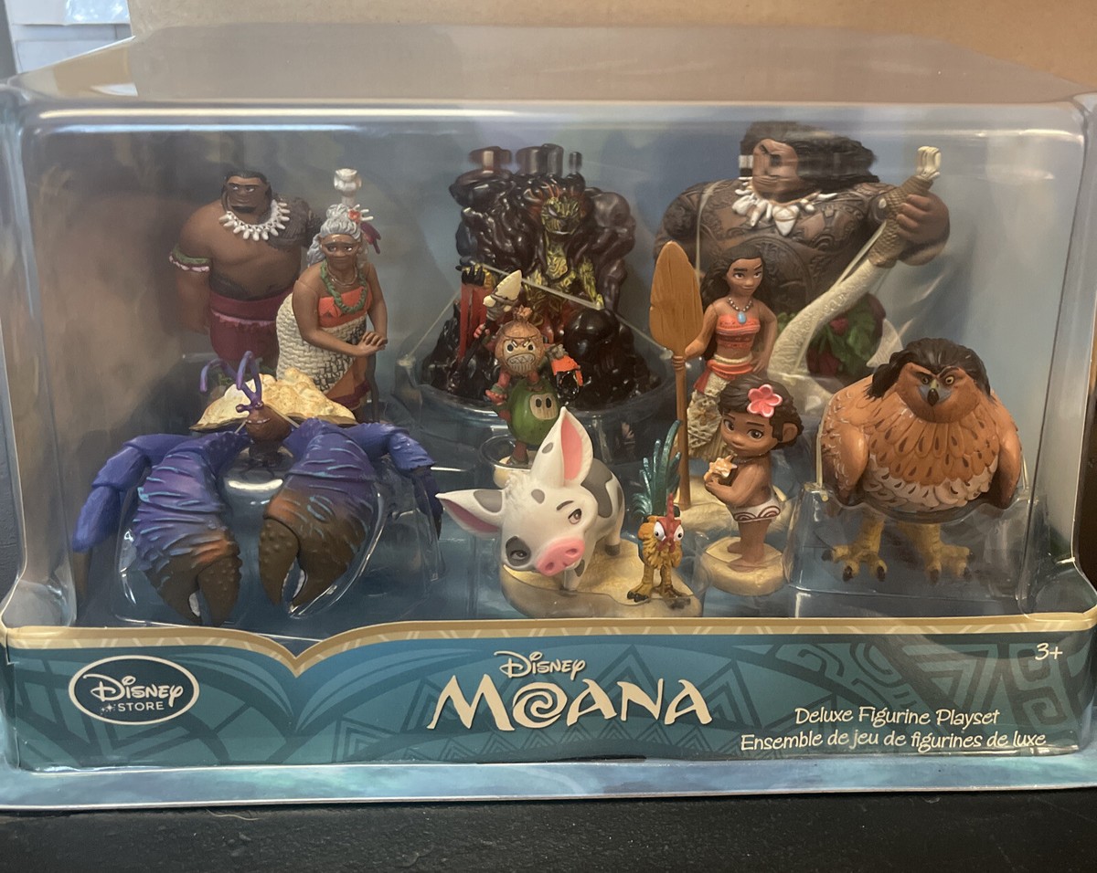 Disney Store Moana Deluxe Figure Playset NIB Princess 10 Pieces