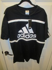 ADIDAS ESSENTIALS LOGO COLORBLOCK BLACK/ WHITE CREW NECK S/S T-SHIRT NEW