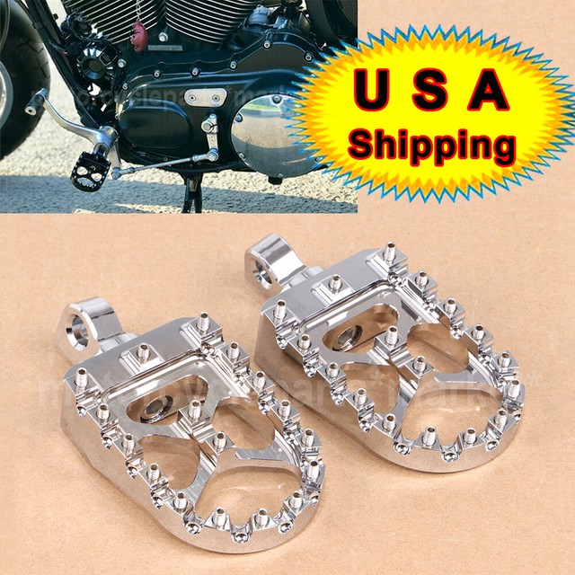 1Pair Silver Rotating Footpegs Custom Foot Pegs For Harley Dyna