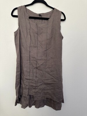 Stella Carakasi Linen Asymmetric Patchwork Sheath Tunic Dress