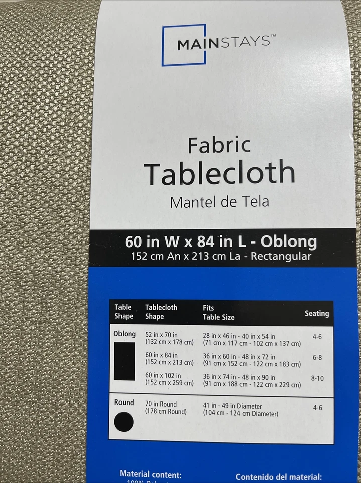 Tan Brown Cloth Fabric Tablecloth 60"W x 80"L Rectangle Brownstone Kitchen Table - Image 2 of 4