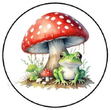 FROG SITTING UNDER TOADSTOOL ENVELOPE SEALS LABELS STICKERS PARTY FAVORS