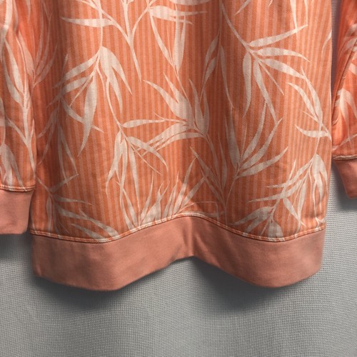 Lands End Serious Sweats Ladies Orange Leaf Print Sweatshirt. MT Coastal - Picture 2 of 9