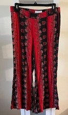 Urban Outfitters Boho Flare Pants Red  Black Size 6 Floral