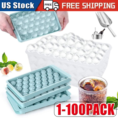 #ad DIY Round Ice Cube Ball Maker PP Tray Silicone Sphere Mold Bar Whiskey Cocktails $272.29