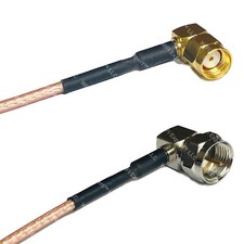 RG316 RP-SMA MALE ANGLE to F MALE ANGLE RF Cable Rapid-SHIP LOT