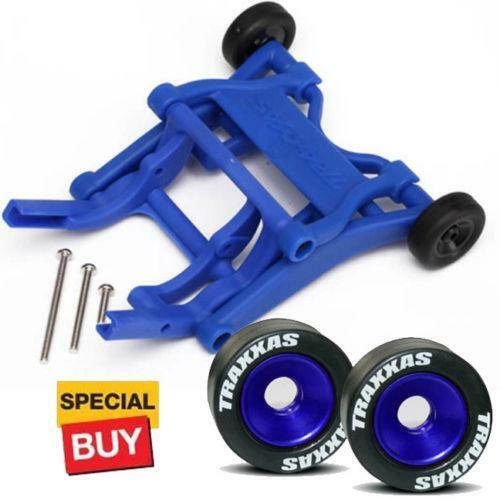 Traxxas Blue Wheelie Bar / Blue Alum Wheels & Rubber Tires :Stampede VXL /Bandit | eBay