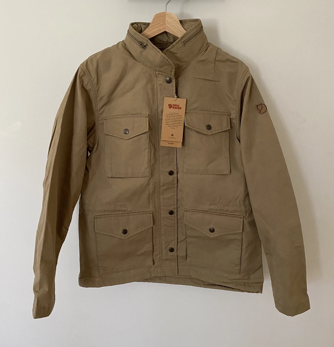 NEW FJALLRAVEN Raven Jacket Women's M Sand G-1000 Eco Hood Water Resist  MSRP$225