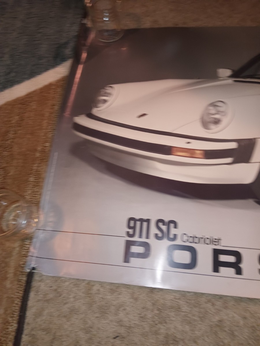 Porsche 911 SC Cabriolet White Convertible Vintage Poster