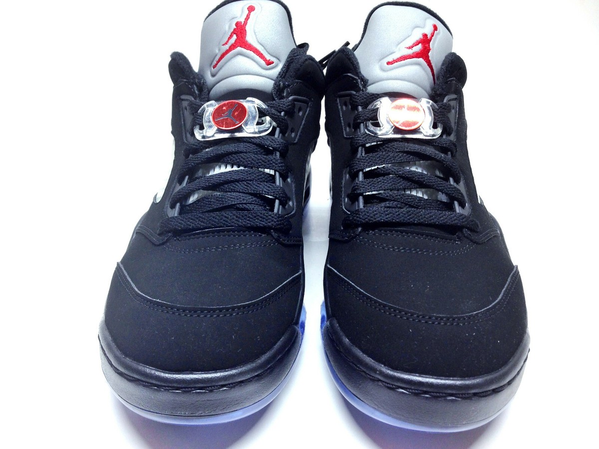 NIKE JORDAN V LOW GOLF BLACK/FIRE RED-METALLIC SILVER SIZE 