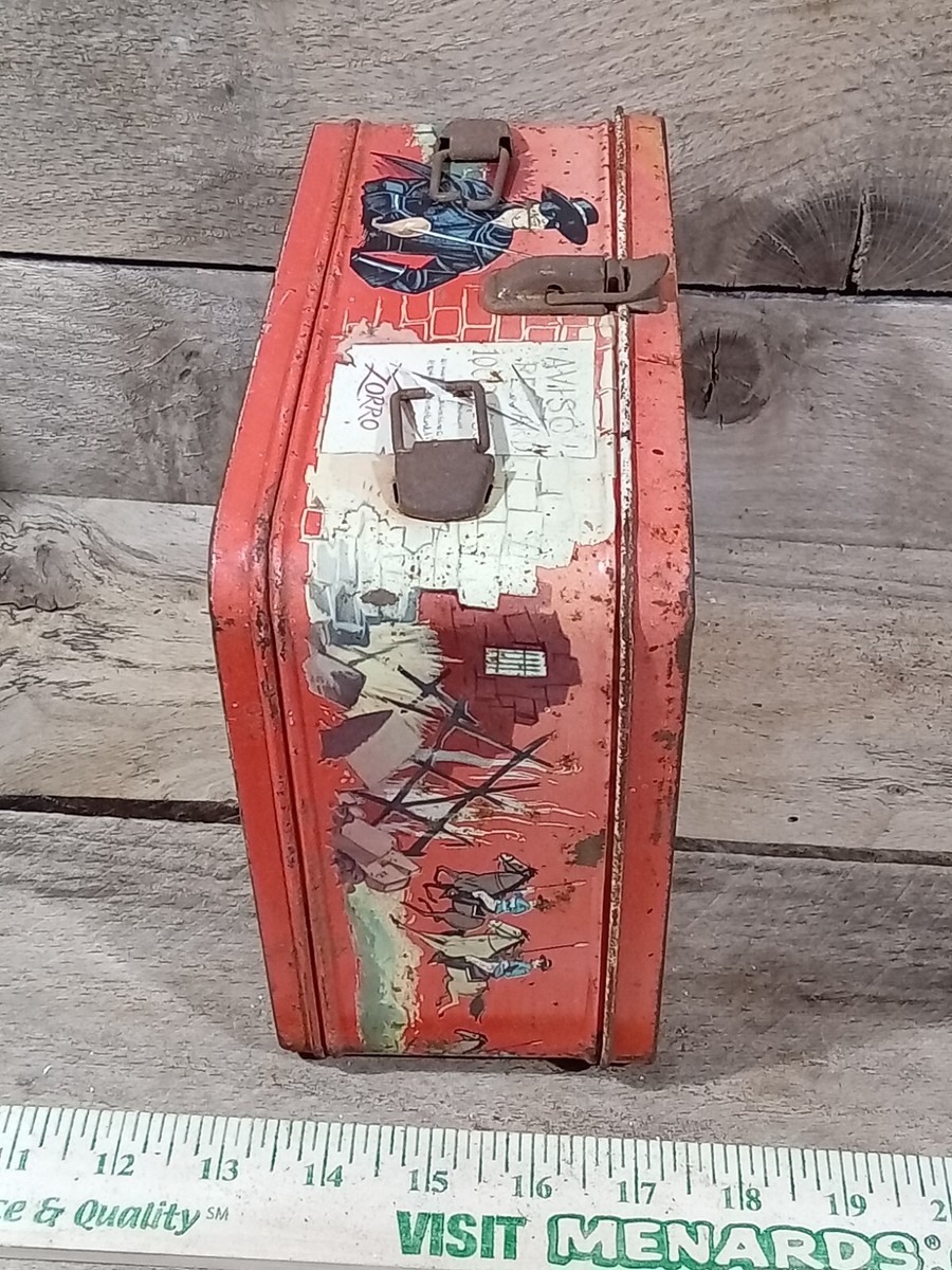 Vintage 1966 Disney Zorro Red Lunchbox NO Thermos Metal By Aladdin