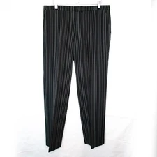 Le Suit Striped Dress Pants Womens 14 Black Trouser Business Career Casual L13X