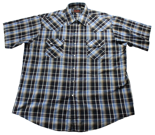 Plains Western Wear Shirt - Mens SIZE XL - Red/White/Blue Plaid Metallic-Lining - Picture 2 of 6