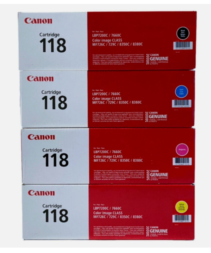 Canon 118 OEM Toner 4 Color Set MF720 MF8300  LBP7200Cdn LBP7660Cdn MF8580Cdw