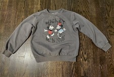 Disney Mickey and Minnie Mouse Girls Crewneck Grey PulloverSweatshirt Size Large