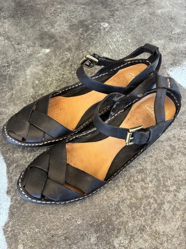 Clarks___Gothic Rebel taglia 6 (39 5) sandali in vera pelle décolleté scarpe basse nere