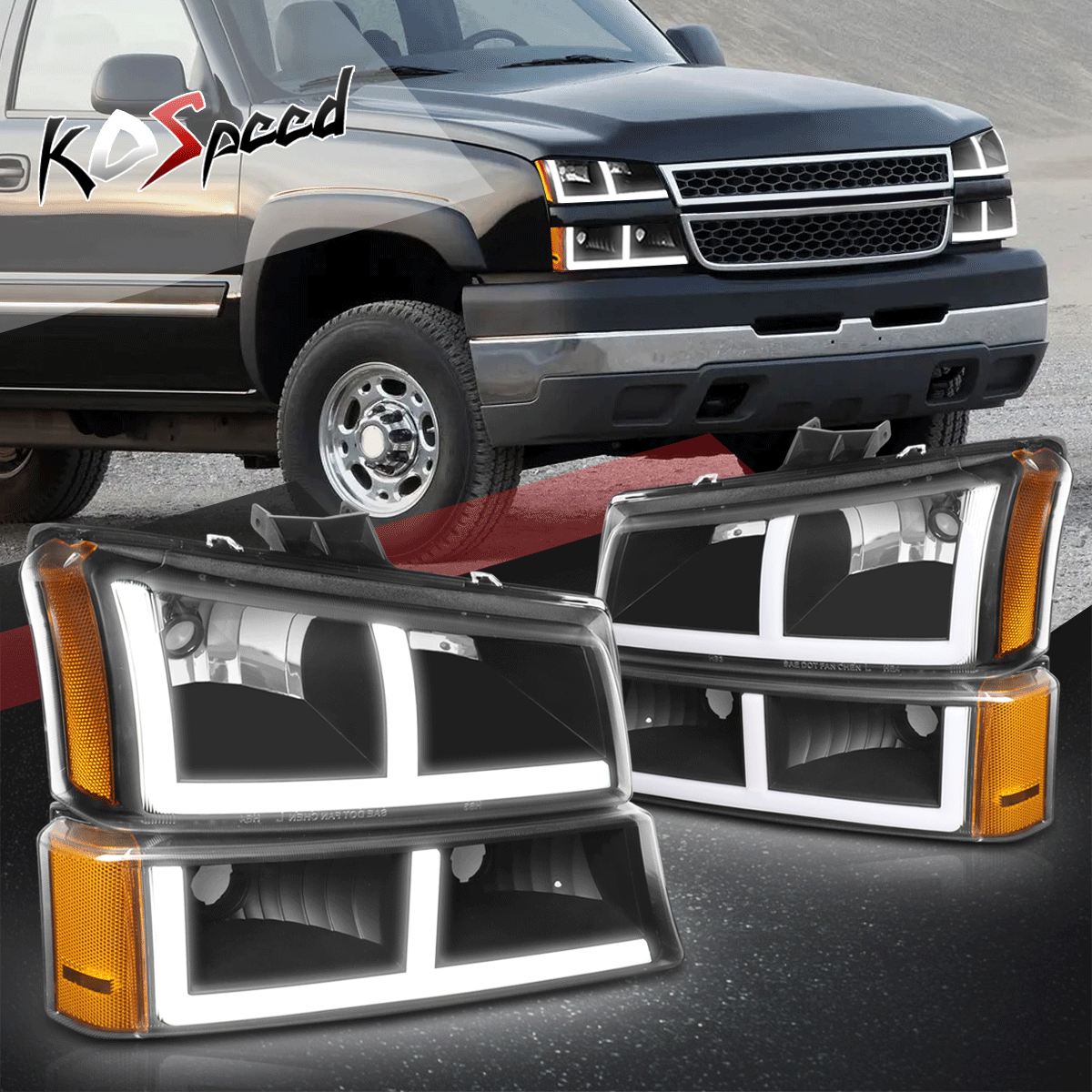 03-07 Chevy Silverado Avalanche Headlights Bumper Lamps Assembly W/ Le - Foto 2
