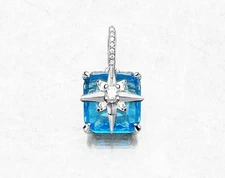 Aquamarine North Star Pendant 925 Sterling Silver