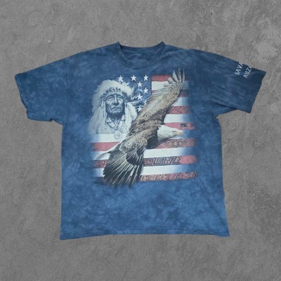 The Mountain T-Shirt Mens Large Native American Eagle American Flag Tie Dye XXL