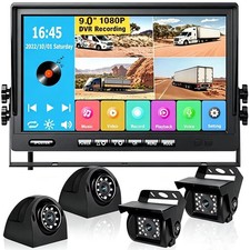 Rv Backup 4x Ahd Camera Rear Side View 9 Dvr Monitor Screen Display For Truck