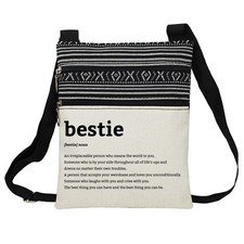 Bestie Definition Messenger Bag Small Ethnic Pattern Printed Adjustable Strap...