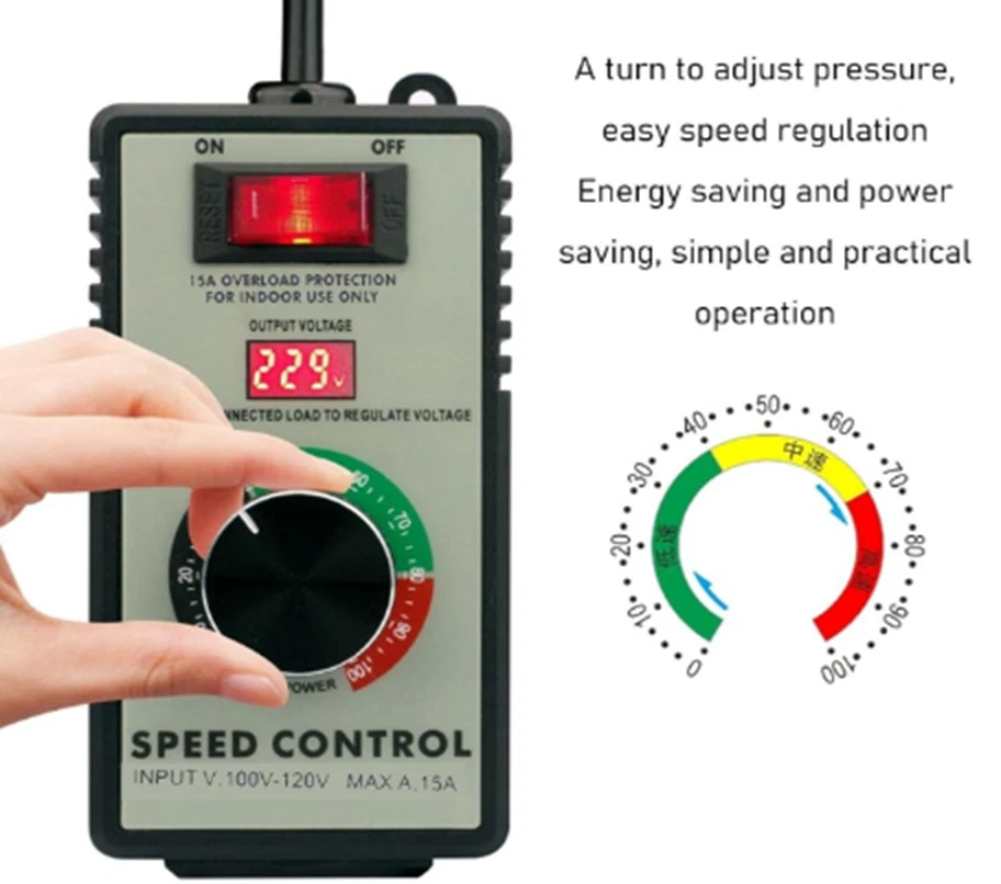 Speed Variable Controller Digital LED 120V 15A for Vent Blower inline Fan Heater - Image 3 of 4
