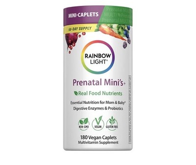 Rainbow Light Prenatal Minis Enzymes Probiotics Multivitamin 180 Vegan Caplets 