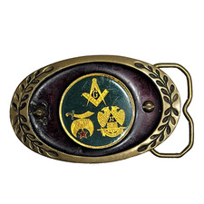 Solid Brass Masonic, Freemason, Shriners Belt Buckle by Heritage Buckles Aminco