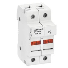 Solar PV Fuse Holder RT18-32X DC1000V 32A 2-Pole for 10x38mm Fuse DIN Rail