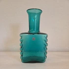 Vintage 1990's Blenko #905 Wavy Glass Vase Turquoise