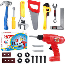 Kids Tool Set 20 PCS Toddler Tool Set with Toy Drill, Pretend Play Kids Toys for