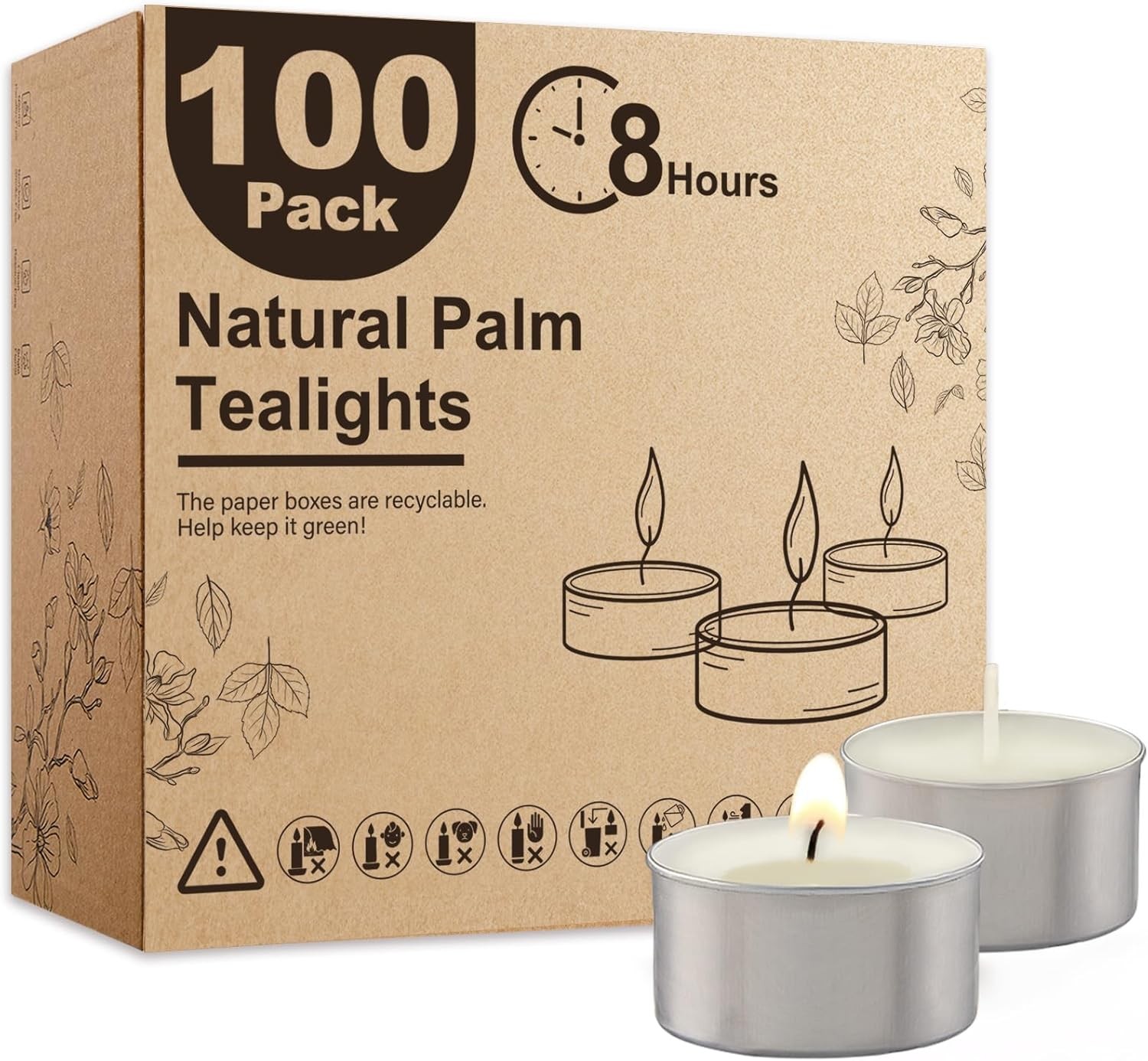Lights Candles 100 Pack Bulk 8 To 9 Hours Long Burning White
