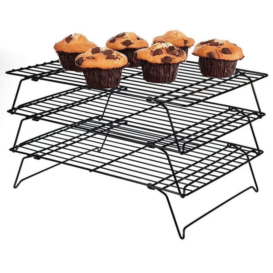3-Tier Cookie Cooling Rack, 13.4“x9.4" Stackable Iron Baking Cooling Rack,Coo...