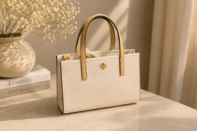 Tory Burch Cream Leather Top Handle Satchel Crossbody Bag Gold Hardware NWT - Image 1 of 4